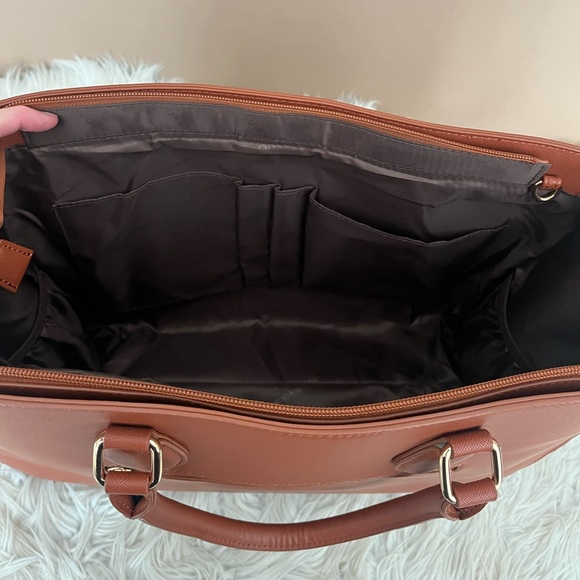 {Lovevook} Crossbody Vegan Leather Laptop Tote Bag in Brown - Picture 11 of 12